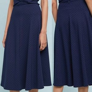 Anthropologie Navy Polka Dot Sevigny Skirt